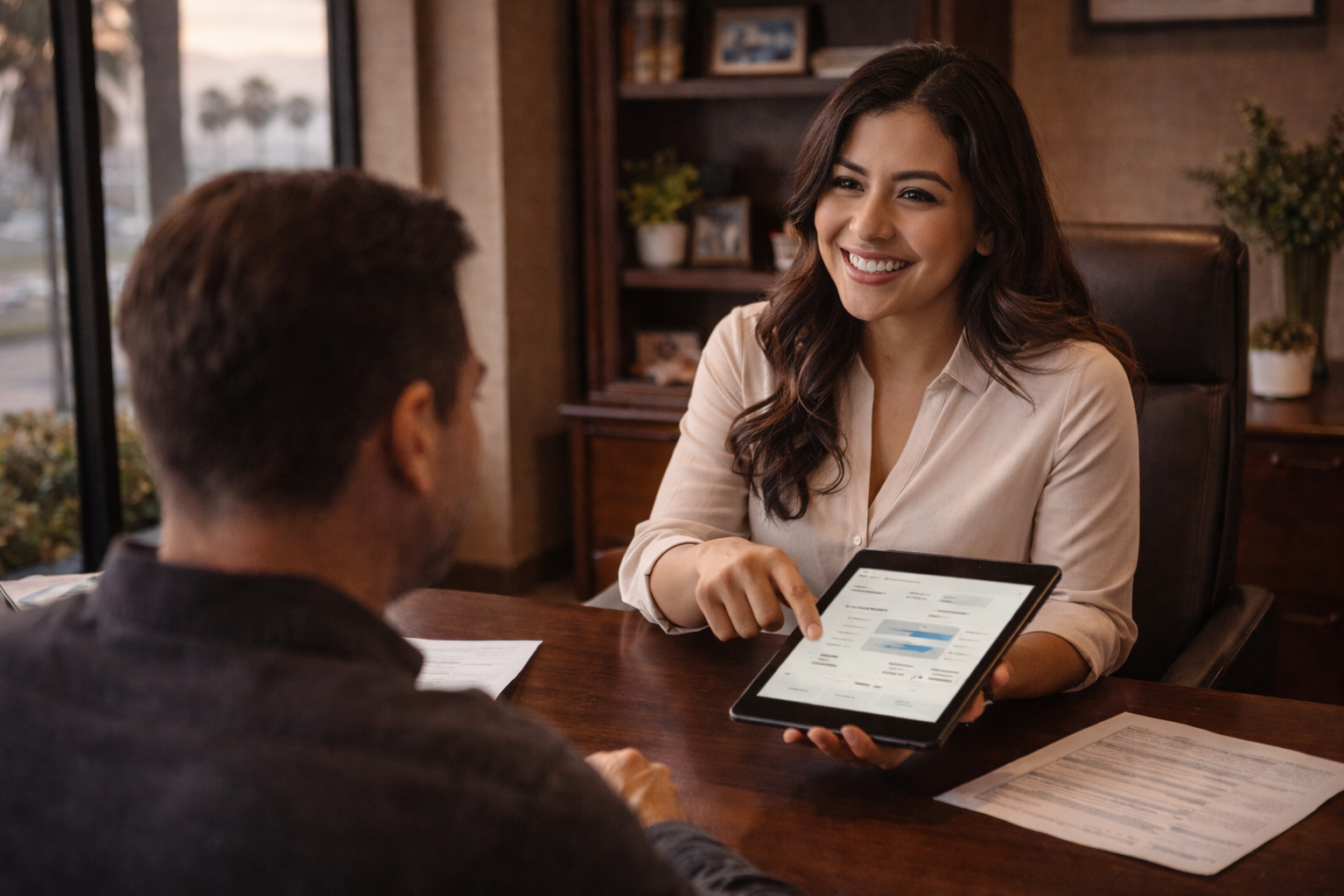 Insurance advisor reviewing coverage with a client in San Diego
