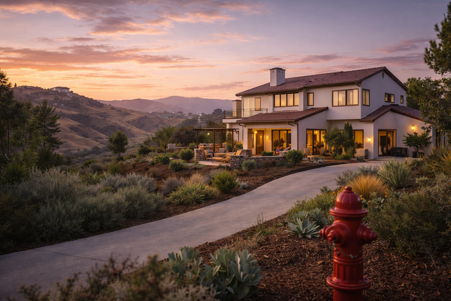 San Diego high-value home with defensible space for fire-zone insurance planning